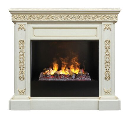Камин Real Flame Ekaterina WT 3D Cassette 630 + Black вставка