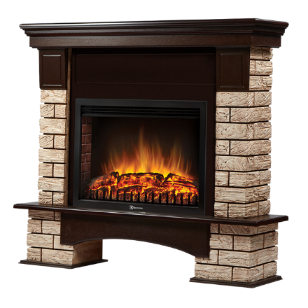 Портал Firelight Forte Wood 25 камень коричневый, шпон темный дуб
