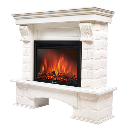 Портал Firelight Forte 25S камень белый, беленый дуб