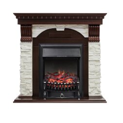 Каминокомплект Royal Flame Dublin - Темный дуб / Сланец белый с очагом Fobos FX Black