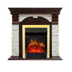 Каминокомплект Royal Flame Dublin - Темный дуб / Сланец белый с очагом Majestic FX Brass