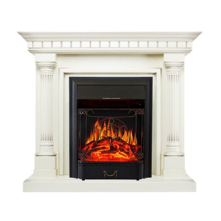 Dallas - Слоновая кость с патиной с очагом Majestic FX Black