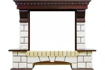 Pierre Luxe угловой - Темный дуб / Белый с очагом Symphony 26&#039;&#039; DF2608-INT