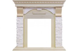 Каминокомплект Royal Flame Dublin - Слоновая кость с патиной / Сланец крем очаг Majestic FX Brass
