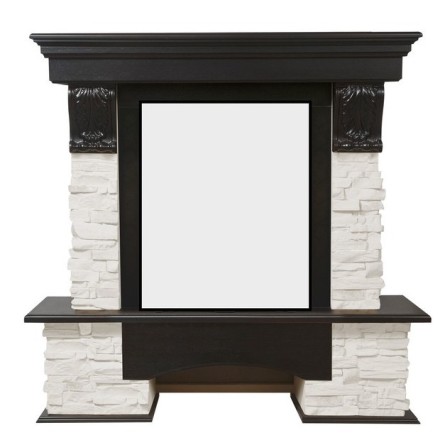 Портал Firelight Pietra Classic камень белый, шпон темный дуб