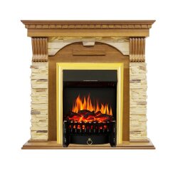Каминокомплект Royal Flame Dublin -  Дуб / Сланец с очагом Fobos FX Brass