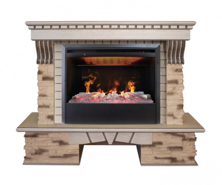 Камин Real Flame Stanley 26 GR с очагом 3D Cassette 630 + Black вставка