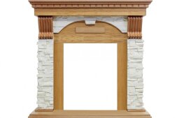 Каминокомплект Royal Flame Dublin - Дуб / Сланец белый с очагом Fobos FX Black