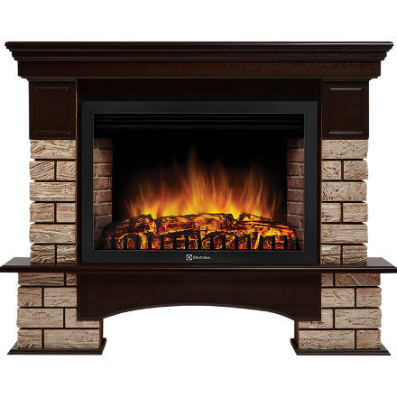 Портал Firelight Forte Wood 30 U камень коричневый, шпон темный дуб