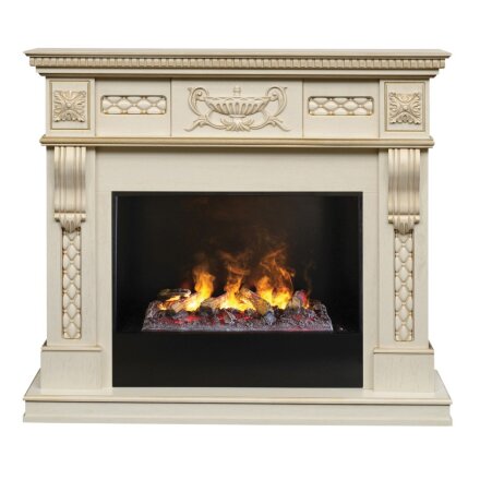 Камин Real Flame Corsica Lux WT 3D Cassette 630 + Black вставка